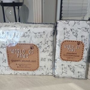 Gray Cat Queen Sheet Set & Pillowcases